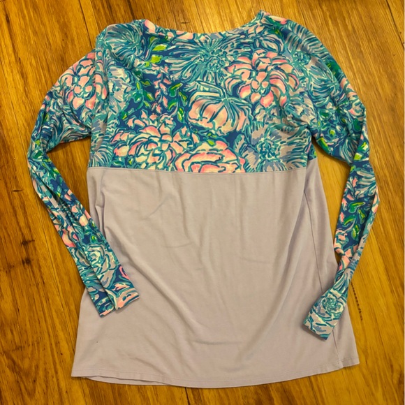 Lilly Pulitzer Purple Finn Top - Long Sleeve Summer Shirt - EUC - Size XXS - Picture 2 of 3